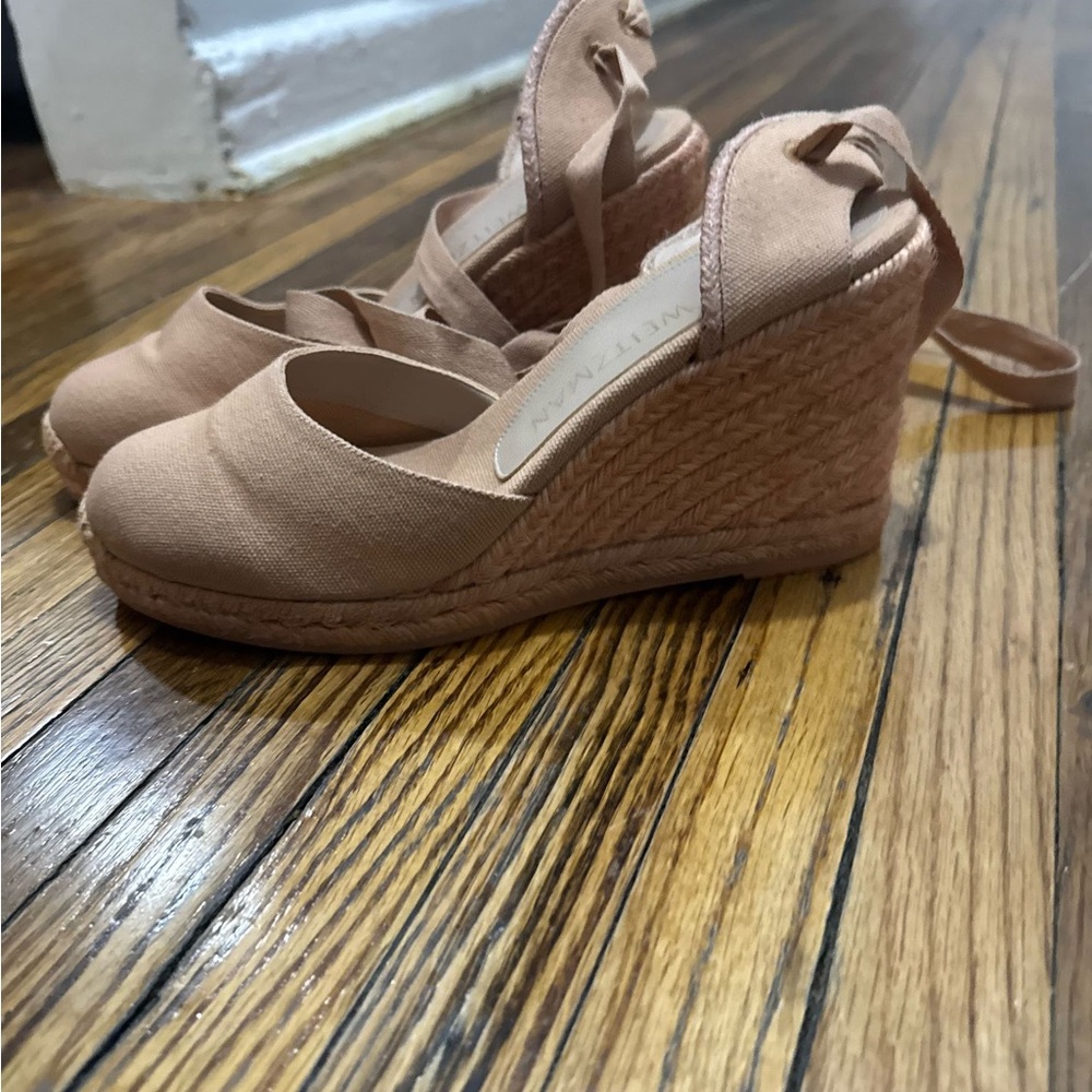 Stuart weitzman Women's Tan Wedge Espadrilles 7.5